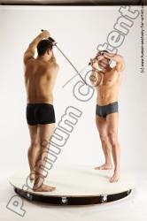 Underwear Fighting with sword Man - Man White Muscular Short Brown Multi angles poses Academic